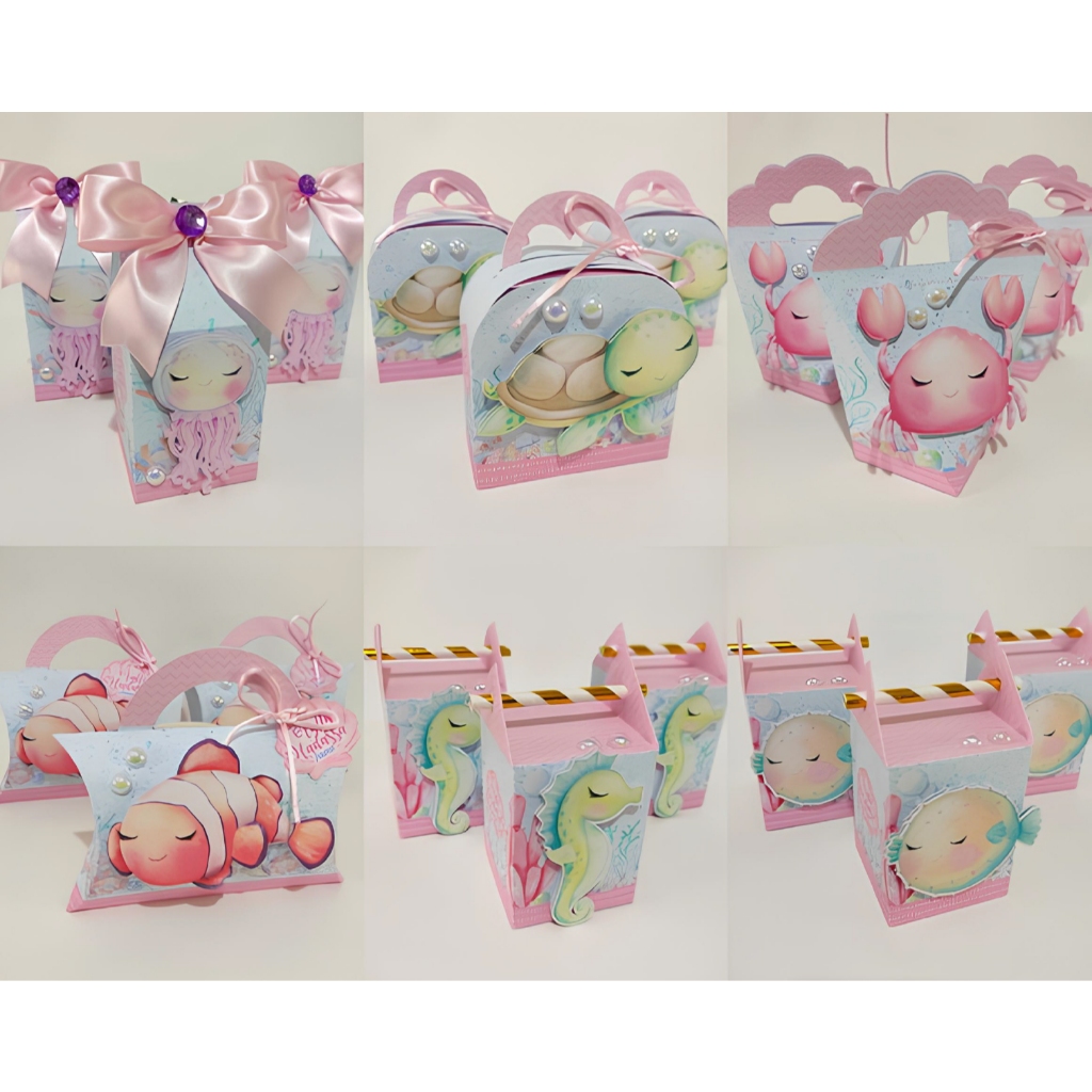 Kit Papelaria Personalizada Fundo do Mar Caixa Caixinha para Festa DESMONTADO em Oferta na Shopee