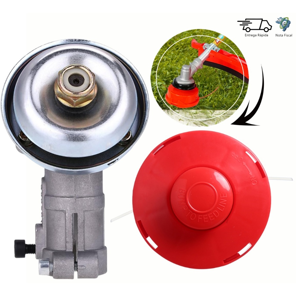 Ponteira Transmissão Para Roçadeira 26mm / 28mm Eixo 9 Estrias + Carretel De Nylon Automático