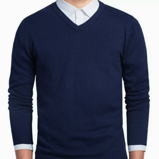 Sueter Blusa Casaco Tricot Masculino Gola V Uniforme Azul Cinza Preto