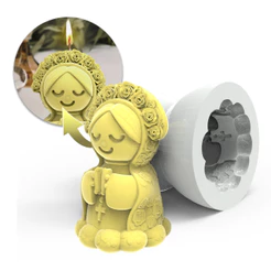 Forma de Silicone Artesanal Nossa Senhora com Terço Religioso fazer Vela Artesanal Artesanato