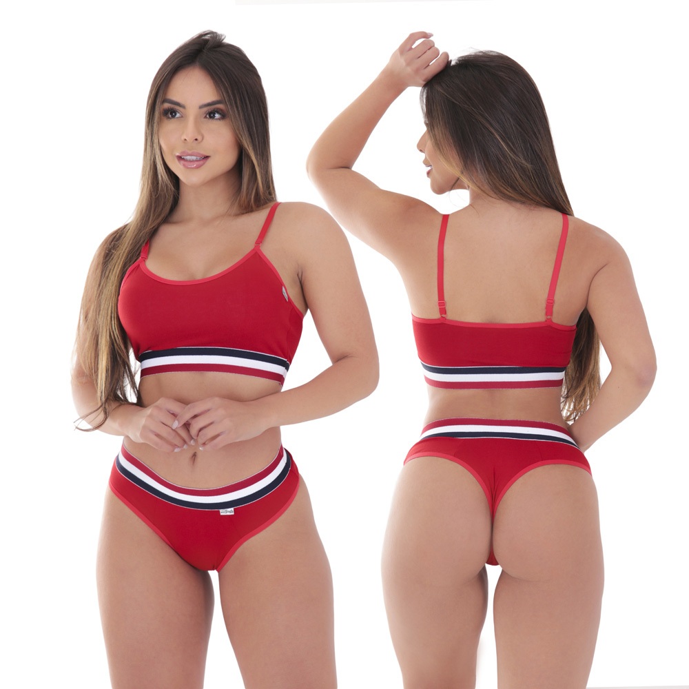 Conjunto Top Listra + Tanga Fio Sexy Listra Lingerie em Oferta na Shopee