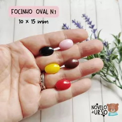 Focinho oval n.1 10x15mm (5 unid) para Amigurumi/Crochê