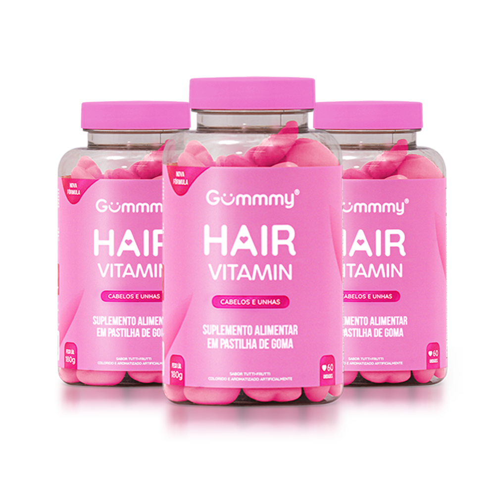 Kit 3 Gummy Hair - Vitamina para Cabelo e unhas em goma