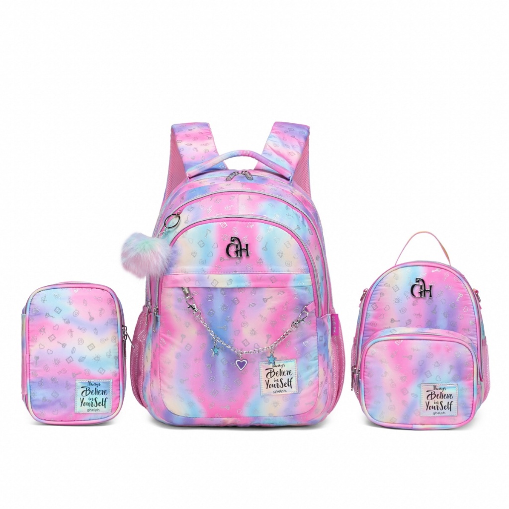 Kit Mochila Lancheira Estojo Escolar Feminina Juvenil Resistente Moderna - Baby & Kids Fashion