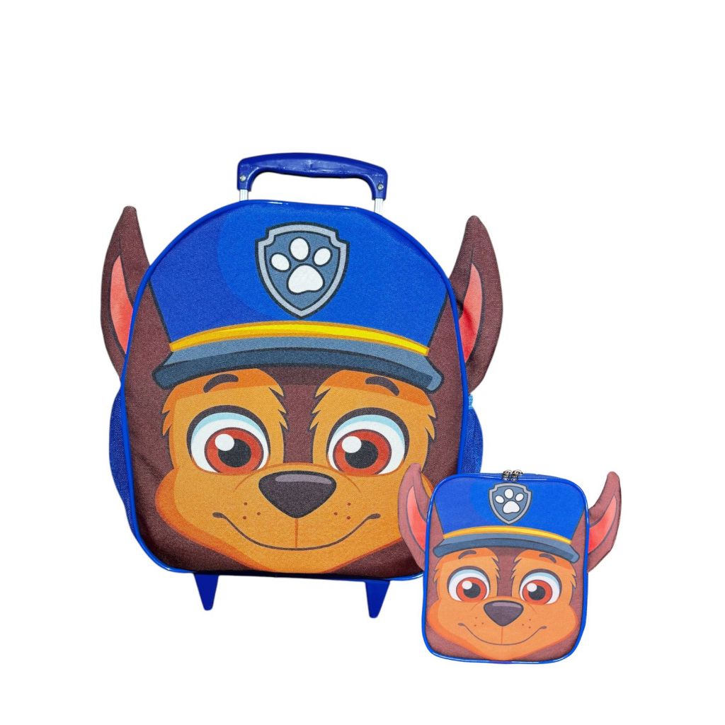 Mochila Escolar Infantil Meninos Patrulha Canina Rodinhas P + Lancheira Orelhinha