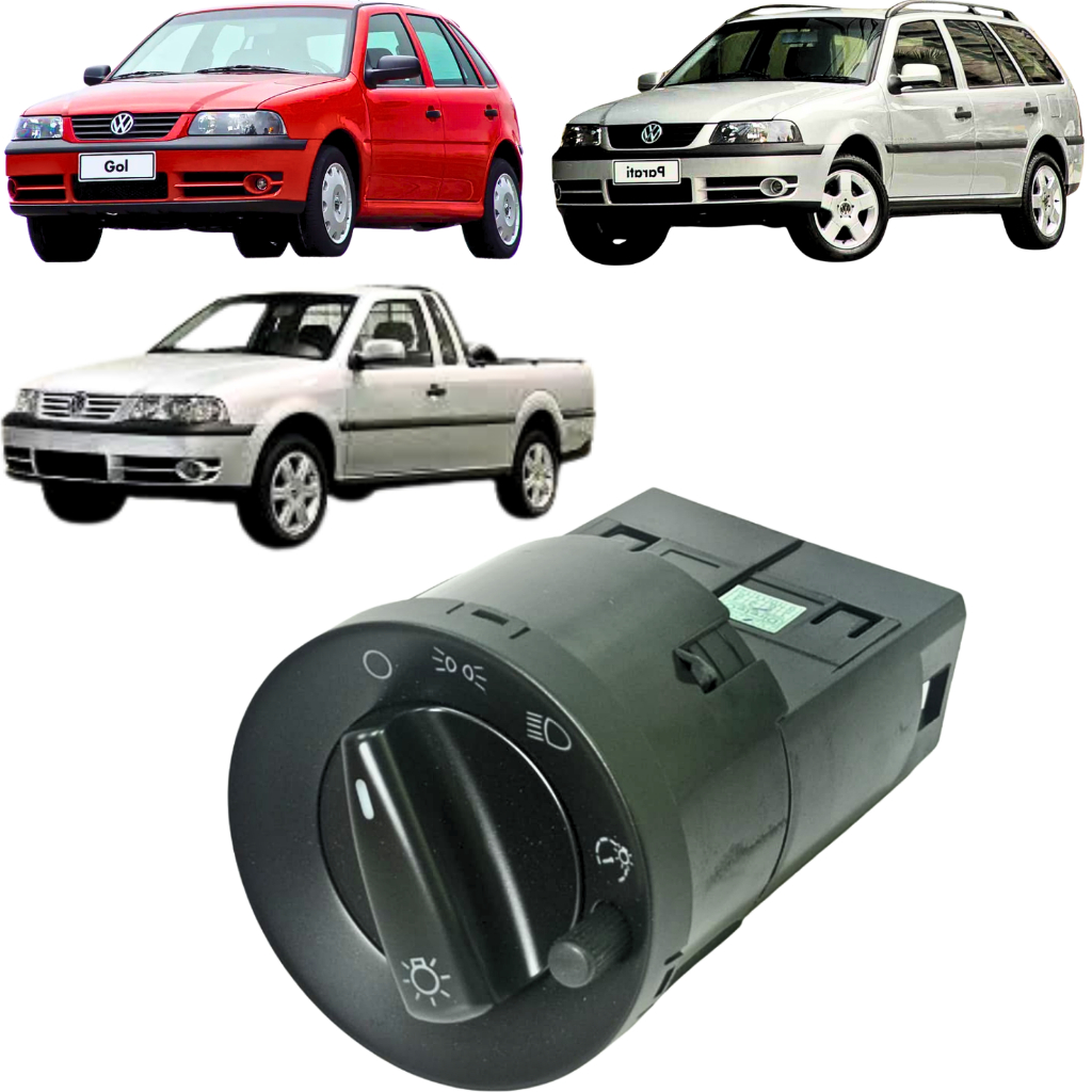 Botão Interruptor Farol Gol Saveiro E Parati G3 1999 Até 2005 Com Função Farol Milha E Reostato