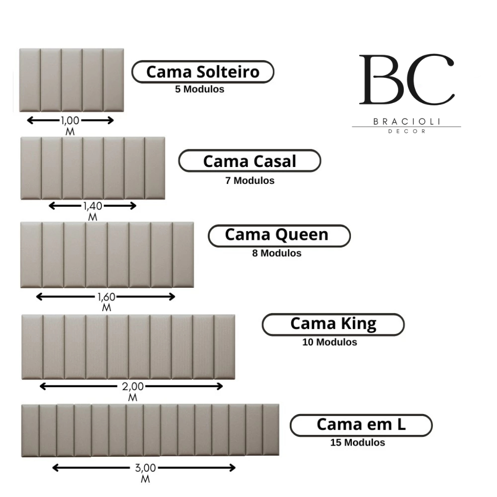 KIT 15 CABECEIRAS MODULADAS 60X20 CM PARA CAMA BOX SOLTEIRO EM [L] OU CASAL (ENVIO IMEDIATO)