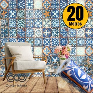 Papel de Parede Adesivo Azulejo Português Autocolante Rolo 5m x 45cm Cozinha Banheiro em Oferta na Shopee