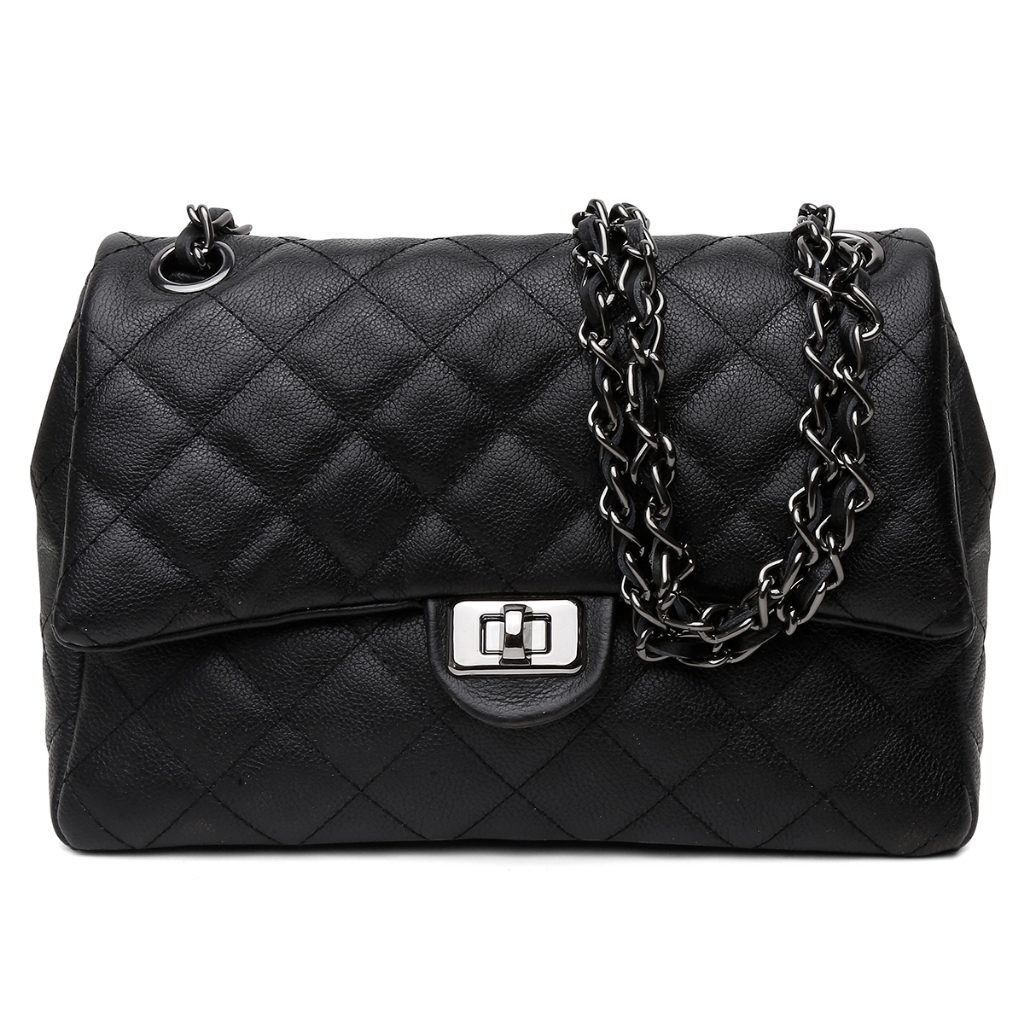 Bolsa Feminina Couro Legítimo Vittal Barbara Design Matelassê Preto
