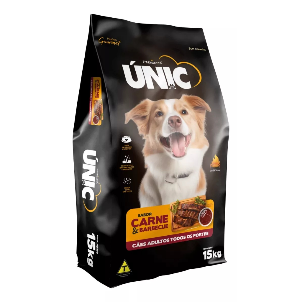 Raçao Premiatta Unic Caes Ad Mini Bits Carne e Barbecue 15kg