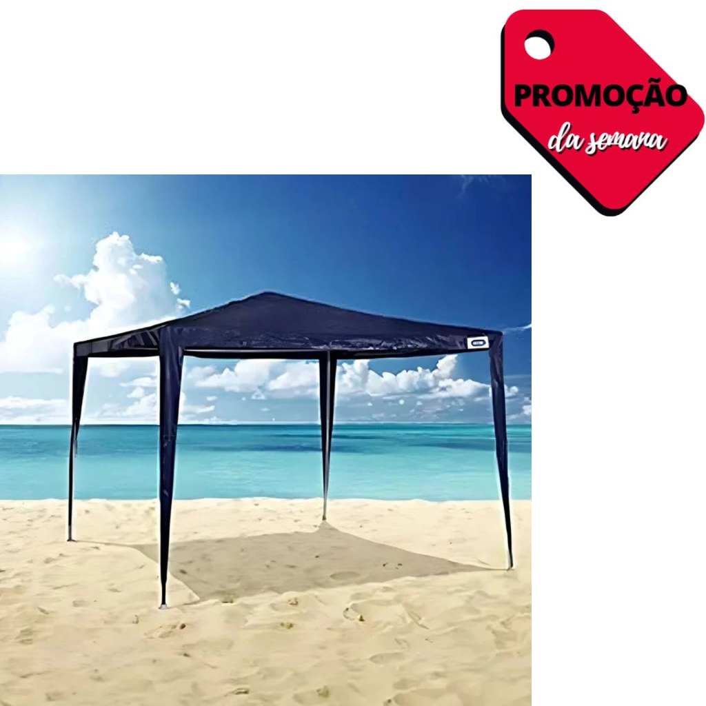 Tenda Dobravel 3x3 Praia Gazebo Rafia Azul Mor Barraca Camping Eventos