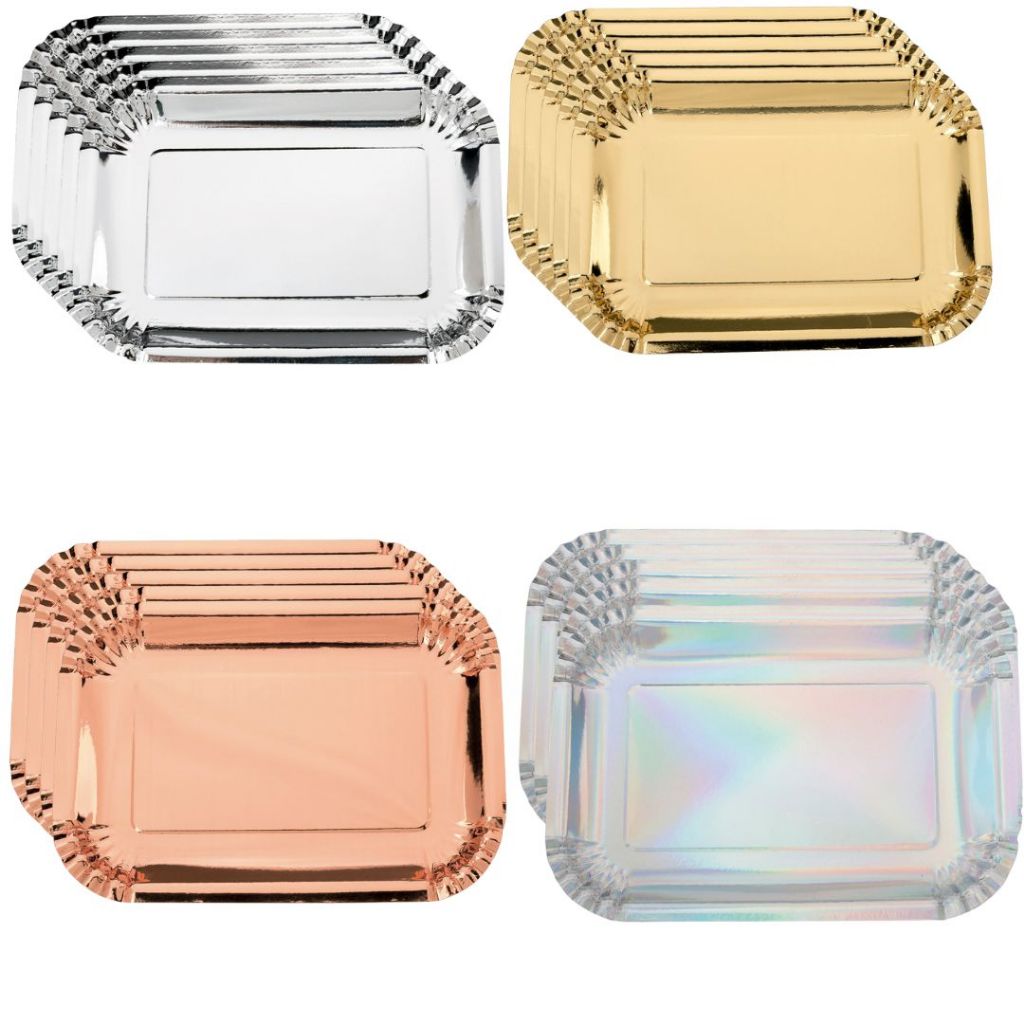 Kit Bandejas Descartáveis Média Retangular 5 Unidades 18,5 x 26,5 cm Decoração Mesa - Silver Festas em Oferta na Shopee