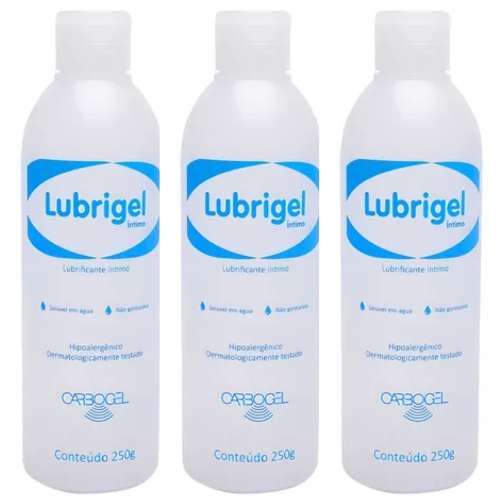 Kit 3 Gel Lubrificante Íntimo Á Base De Agua Lubrigel 250g Carbogel Ky Lub Intimo Discreto Unisex