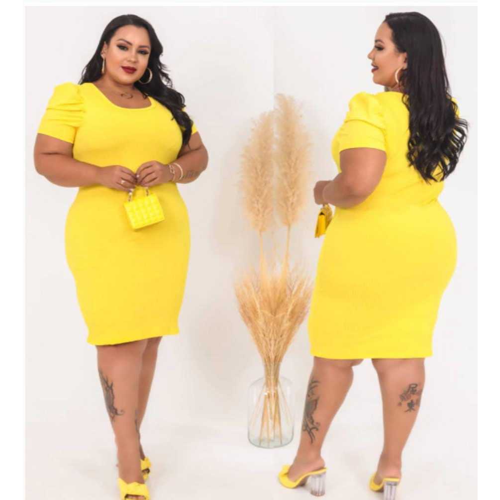 Plus Size Canelado Manga Bufante Princesa Moda Evangelica
