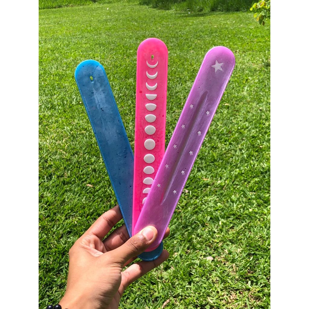 Incensário de Resina 25cm | Fragrância Aroma Purificador Azul Rosa Roxo Espiritualidade