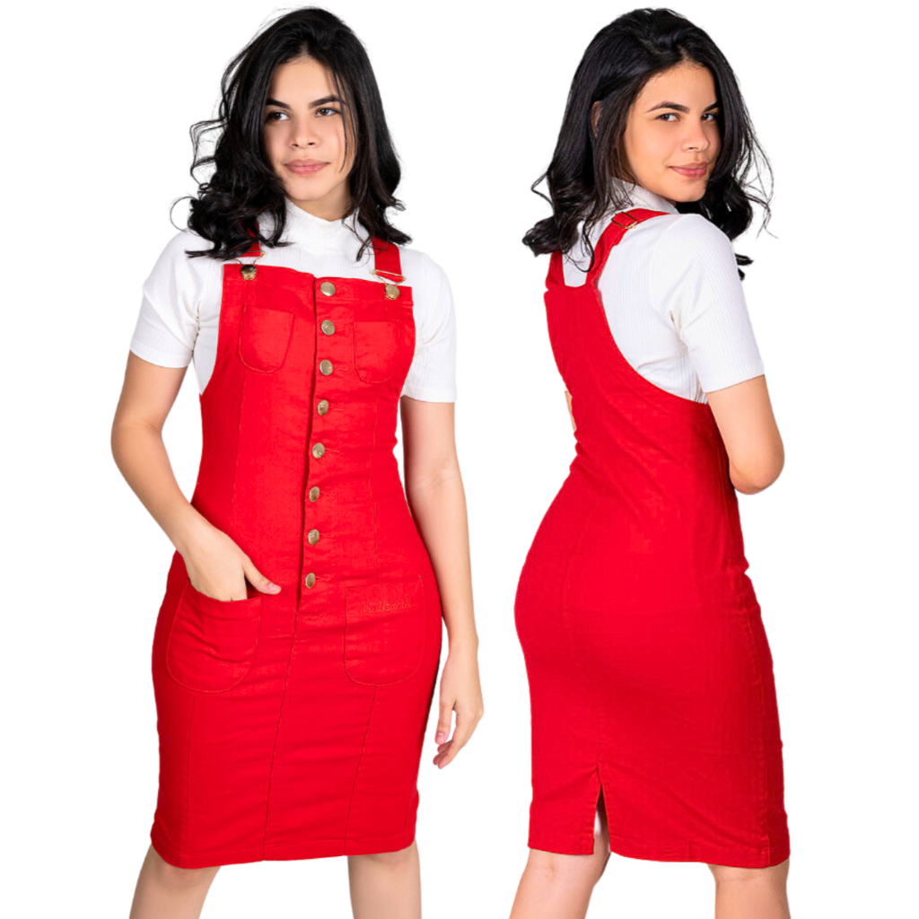 Vestido Salopete estilo Jardineira Moda evangélica macacão
