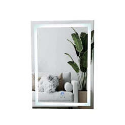 Espelho com SENSOR DE MOVIMENTO Jateado 80x60cm e 3 cores de LED, para Quarto, Banheiro, Sala