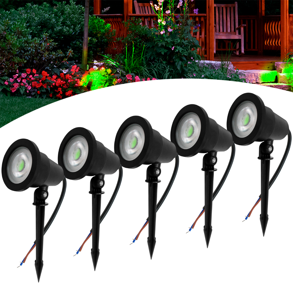 Kit 5 Luminária 7w Espeto Jardim Lâmpada Led Luz Verde em Oferta na Shopee