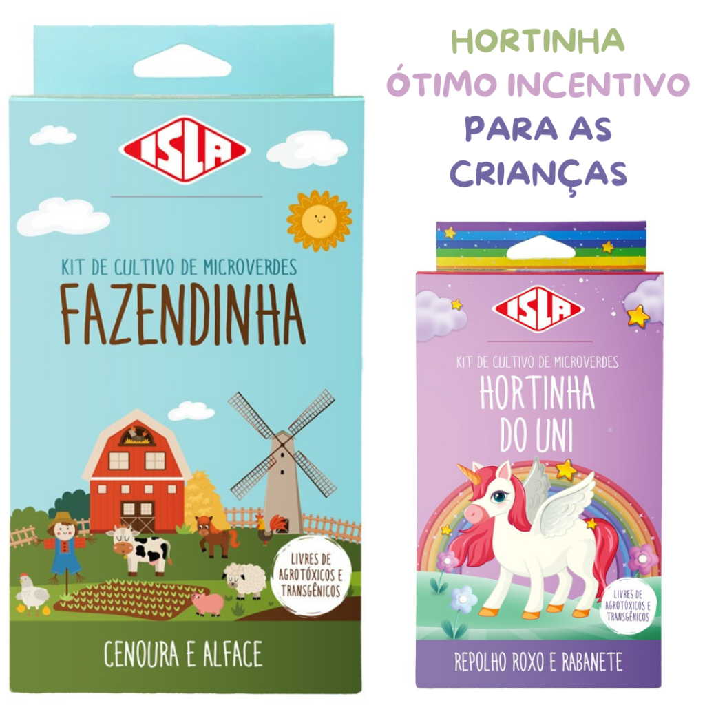 Kit de Cultivo Microverdes Uni e Fazendinha de Repolho Roxo e Rabanete Cenoura Alface