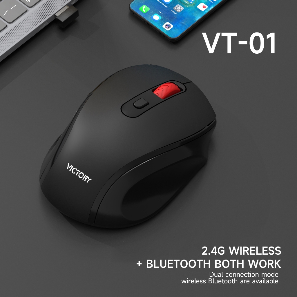 Mouse Gamer Sem Fio Bluetooth e Wireless 2.4G 1600dpi