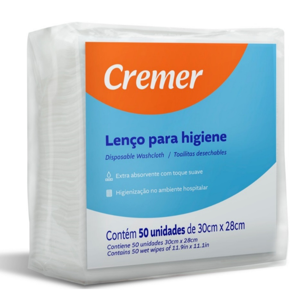 Lenco Para Banho No Leito Cremer Pacote Com 50 Unidades