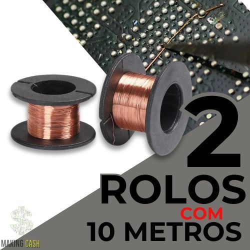 Kit 2 Fio Jumper Soldável em Cobre Esmaltado Reparo e Manutenção em Placa de Celular Notebook Tablet
