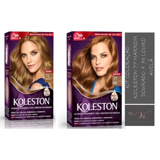 KIT 02 un Tintura Creme Wella Koleston - 77 Marrom Dourado + 73 Louro Avelã em Oferta na Shopee