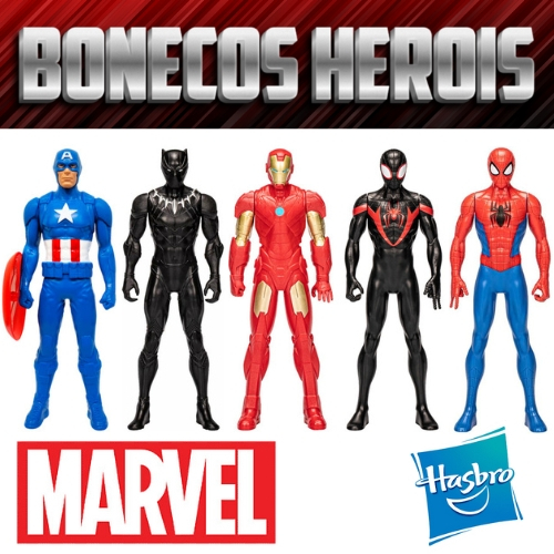 Bonecos Marvel 20cm Original Hasbro Miles Morales Aranha Homem de Ferro Pantera Negra Capitao Americ