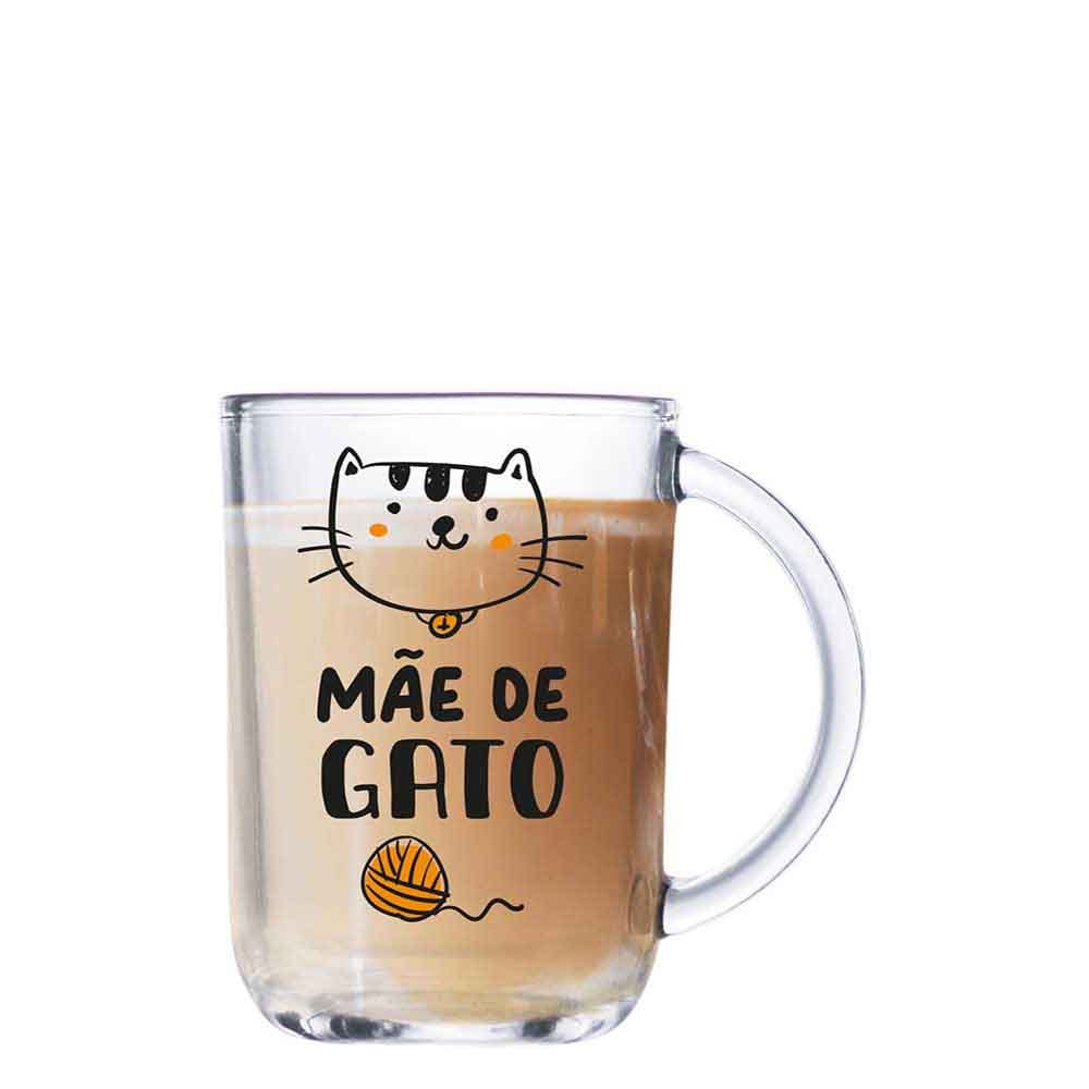 Caneca Verona de Vidro Mãe de Gato para café 315ml - Linha Pet - Ruvolo - Home & Living