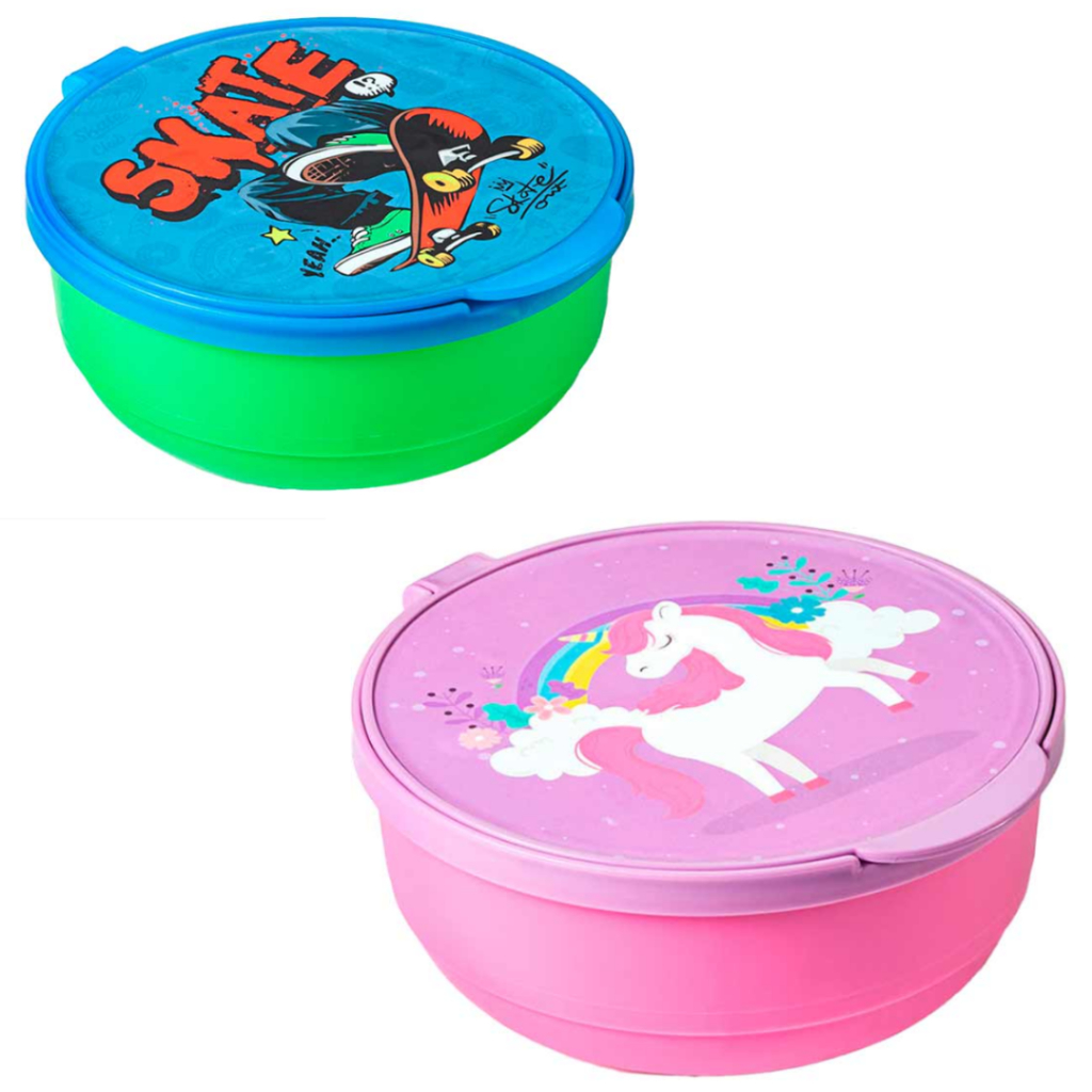 Avon Pote para Lanches Redondo Tampa Fixa Unicórnio Skate Menino Menina Lancheira Criança