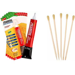 Cola pegamil 51g + 5 palitos pega strass kit cola artesanato em Oferta na Shopee