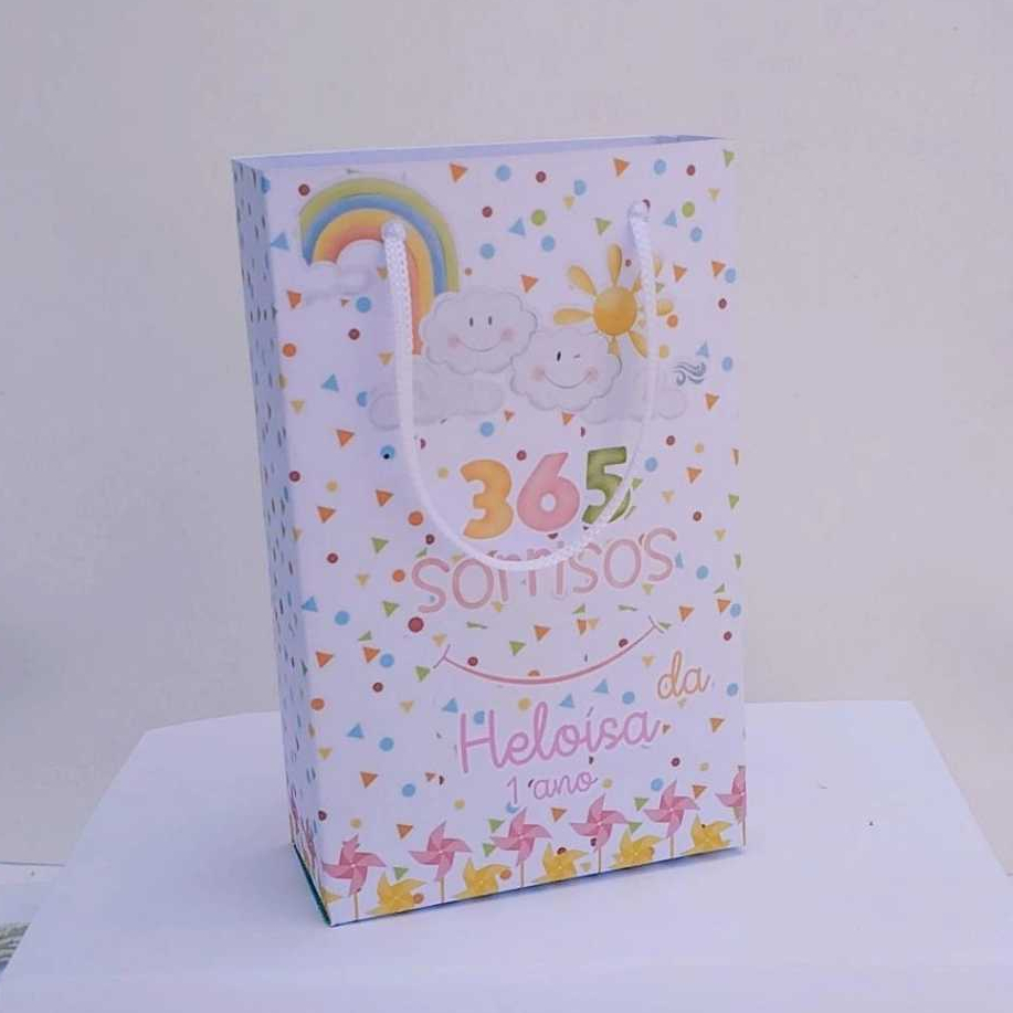 Kit Sacolinha Surpresa Festa Infantil Personalizado 365 SORRISOS MENINA | Lembrancinhas | Aniversário | PEGUE E MONTE
