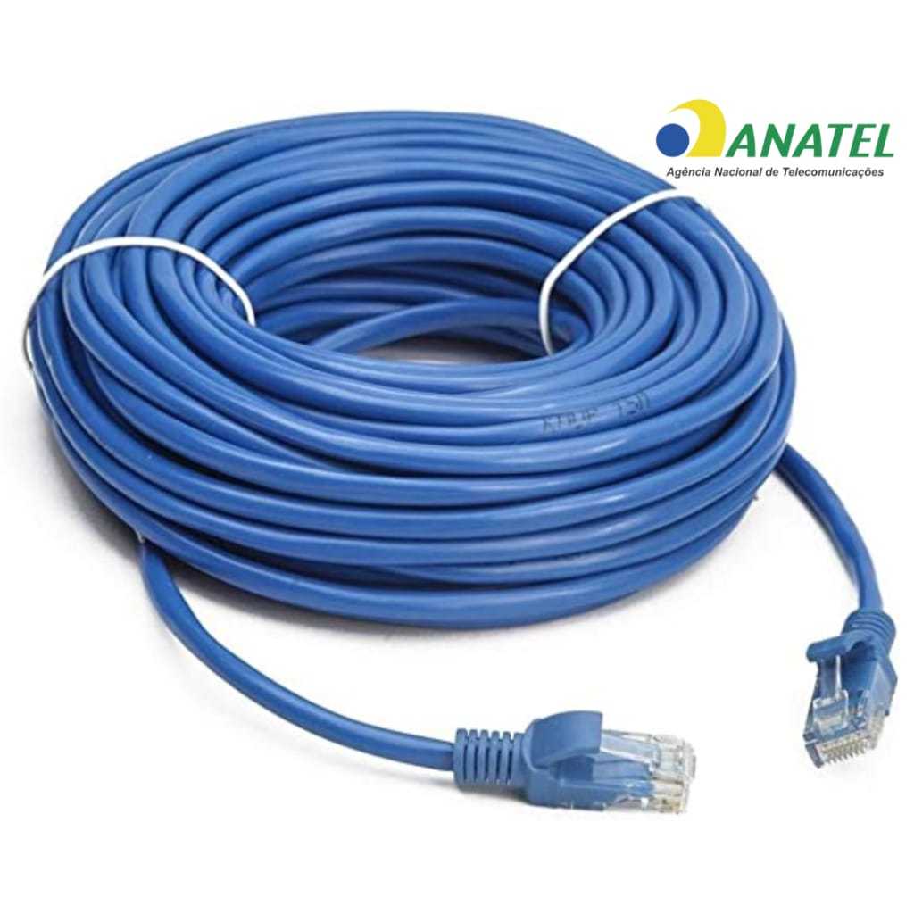 Cabo De Rede 15 Metros Crimpado Montado Rj45 Ethernet Cat5e Lan Azul