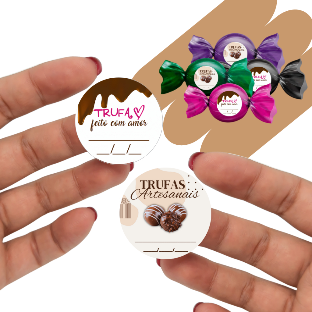 250 Adesivos - Etiqueta Trufa Feito Com Amor - Redondo 3 Cm em Oferta na Shopee