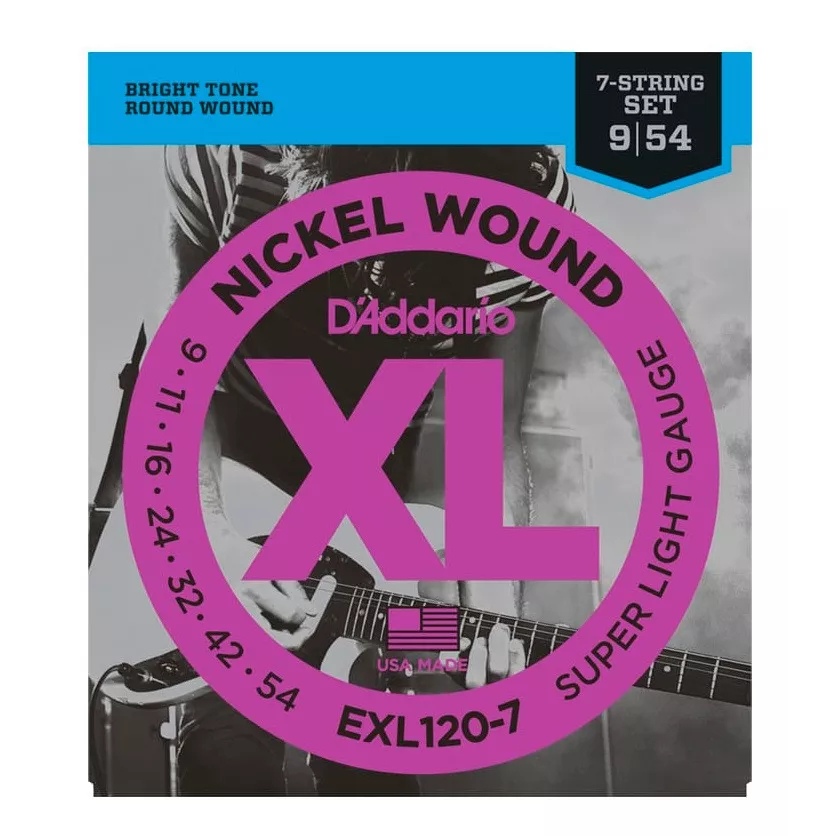 Encordoamento Guitarra 7 Cordas Daddario Exl120-7 Níquel 09-054