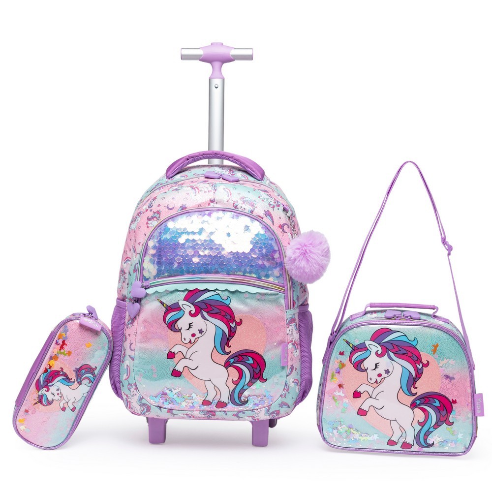 Mochila Infantil de Rodinha Lancheira Térmica Estojo Unicórnio Menina - Baby & Kids Fashion