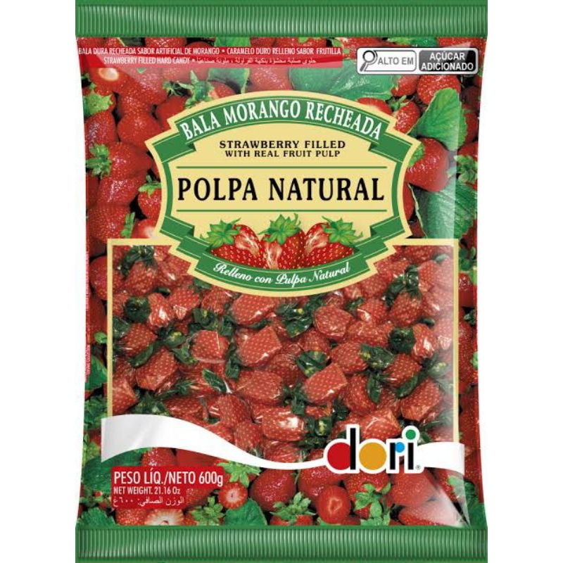 Bala de Morango Recheada Dori 600g