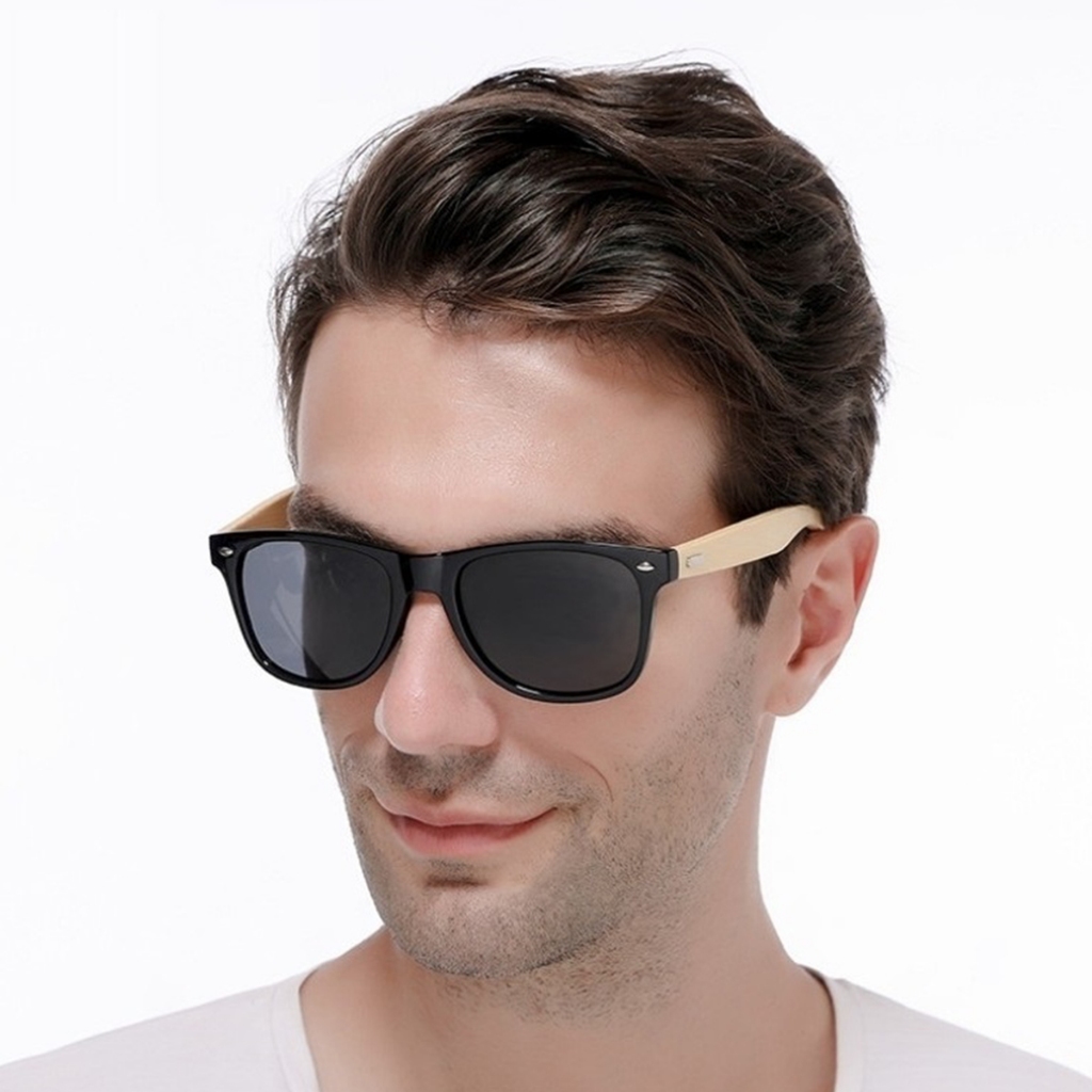 Óculos de Sol Masculino Casual Polarizado Haste Bambu Vários Modelos Lançamento
