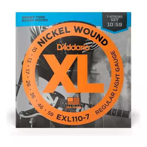 Encordoamento Guitarra 7 Cordas Daddario Exl110-7 Níquel 010-059