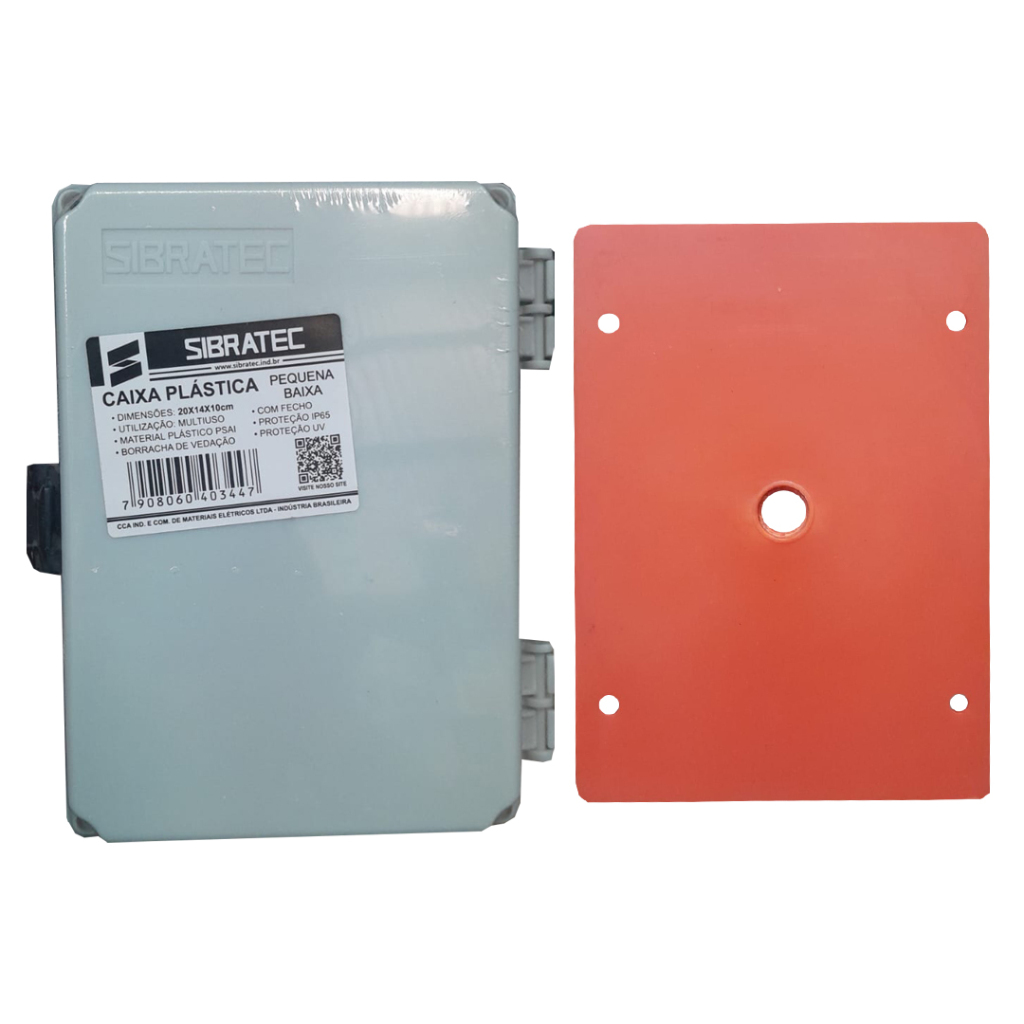Kit Caixa Plástica C20 14x10cm Com Fecho Baixa + Placa Para Montagem