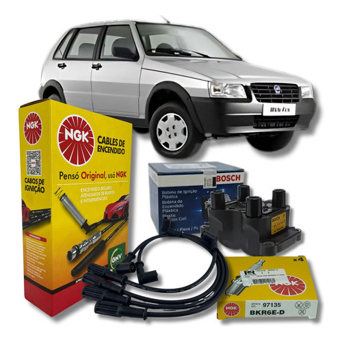 Kit Cabos Velas Bobina de Ignição FIAT Uno / Siena / Palio Fire em Oferta na Shopee