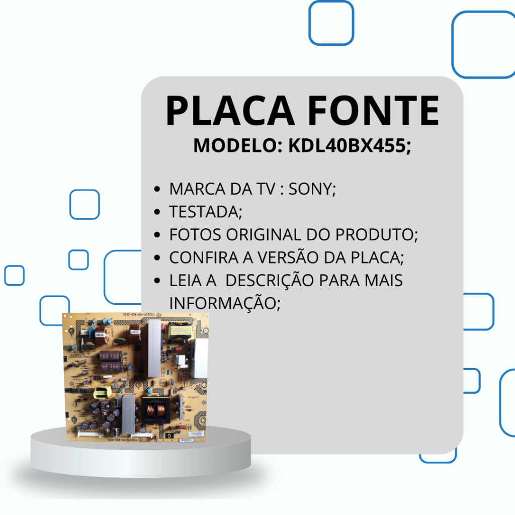 PLACA FONTE KDL40BX455 TV SONY