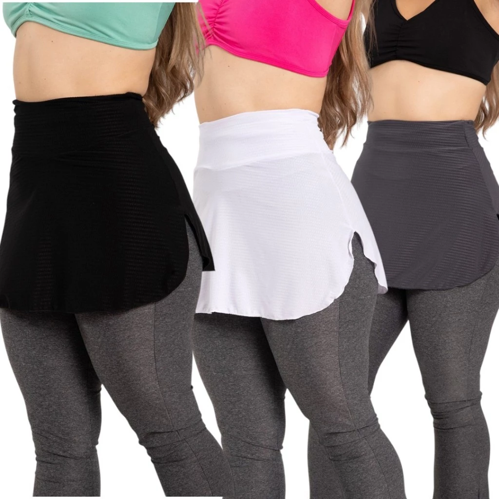 Kit 3 Saia Tapa Bumbum Para Ginastica Cardio Treino Corrida — imagem 1
