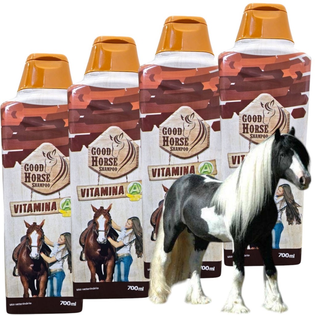 4 Shampoo p/ Cavalo Good Horse Brilhante e Força Vitamina A