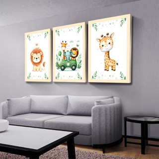 Quadros Decorativos Safari Aquarela Infantil Mosaico Sala Quarto Escritório em Oferta na Shopee