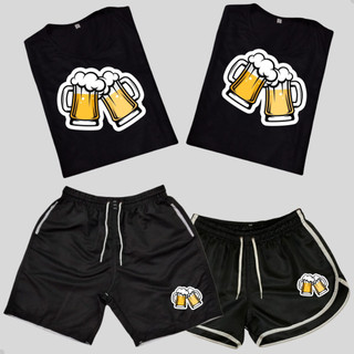 Conjunto Shorts Casais Chopp + Kit 2 Camisetas de Casal Bons Bebedores Boas Festas top