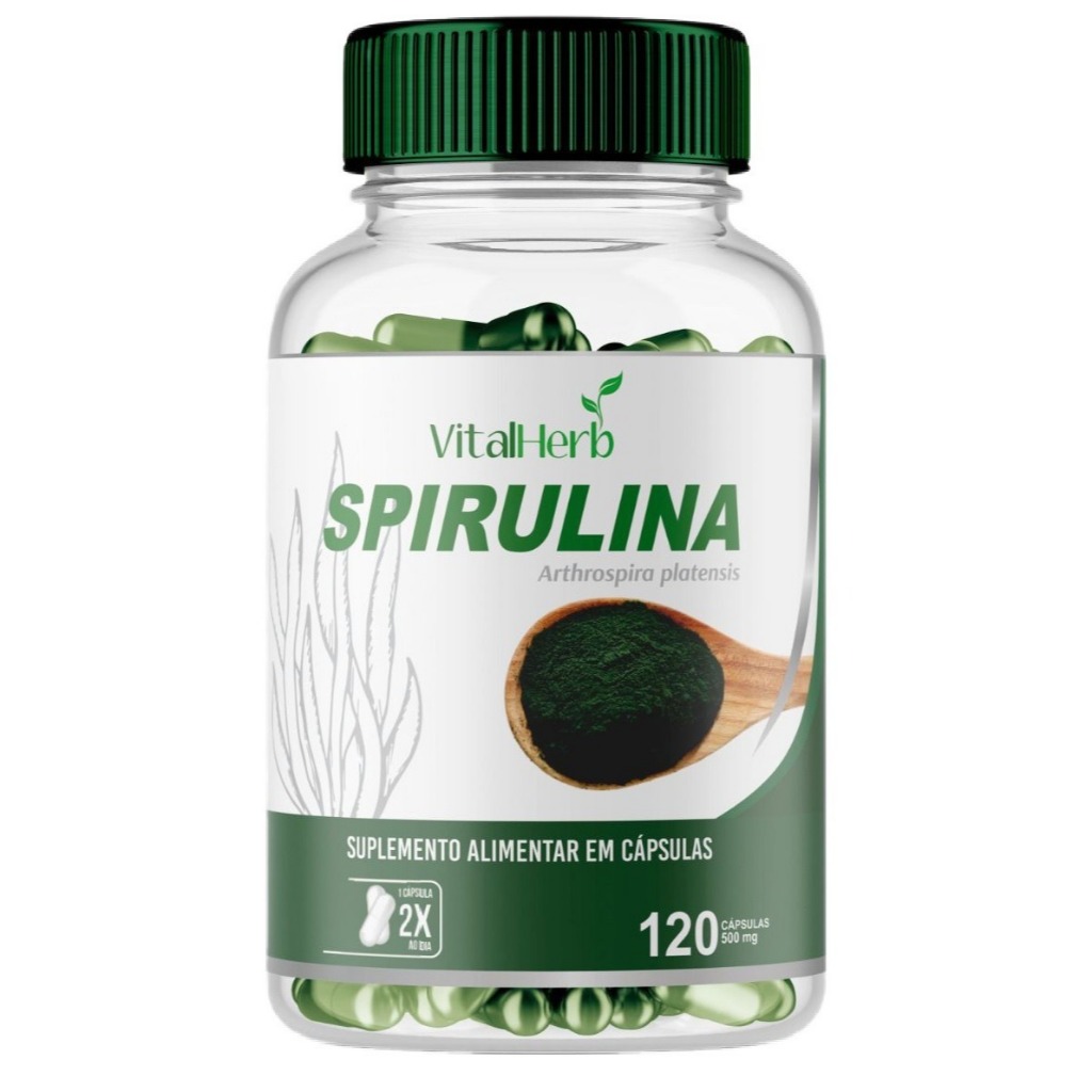 Spirulina Pura 120 Caps Original  500mg em Oferta na Shopee