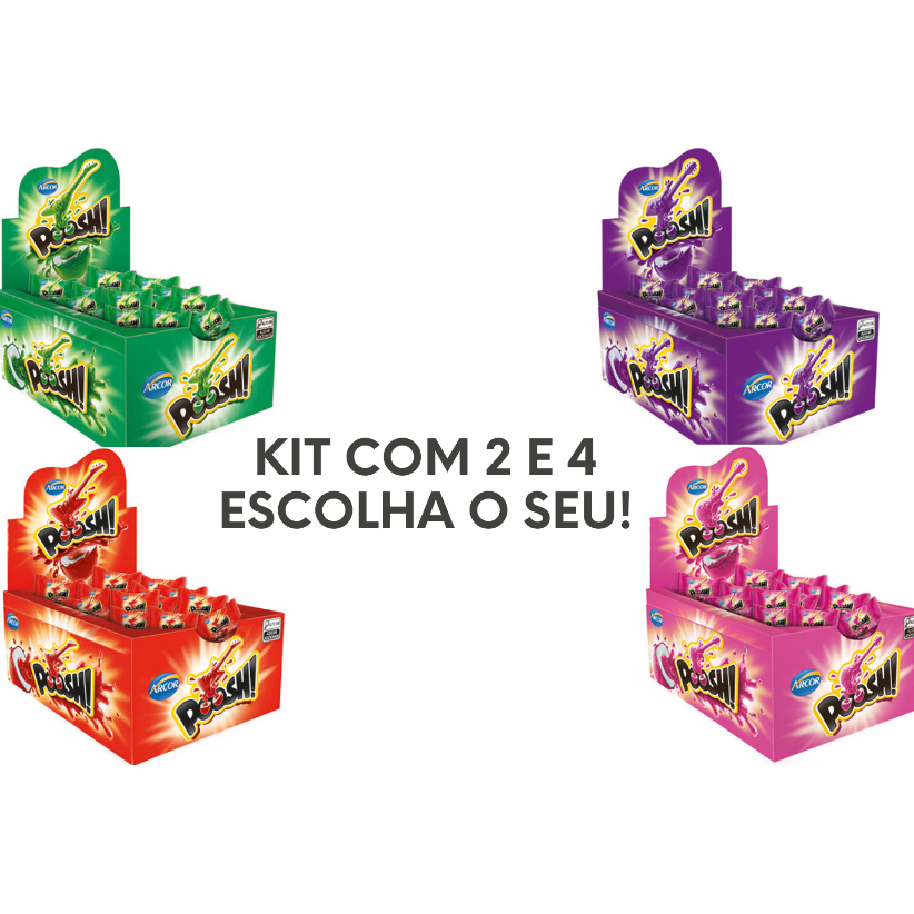 Caixa de Chiclete Poosh Kit 2 e 4 - Arcor 40 Uni C/caixa
