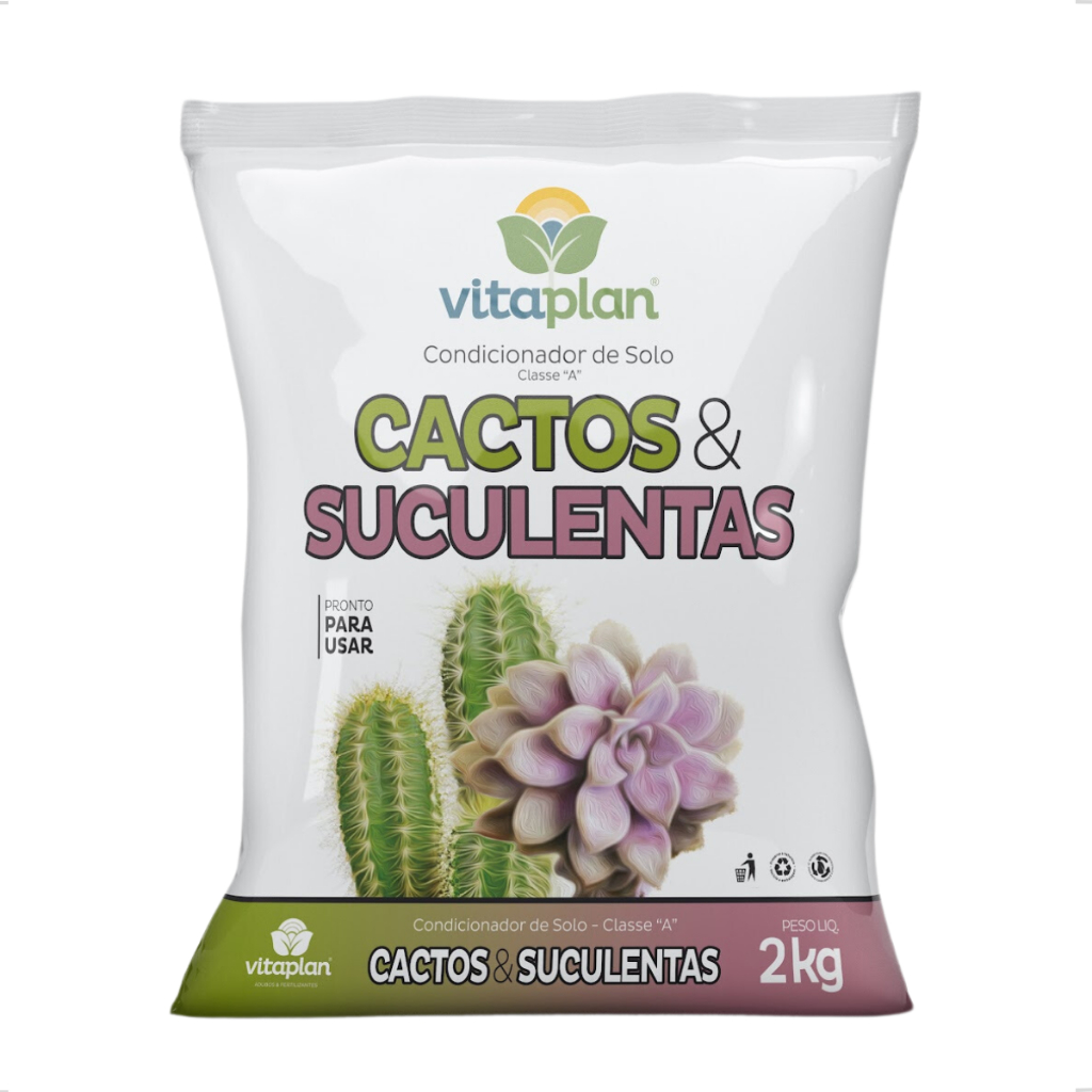 Adubo Terra Substrato Solo Cactos Suculentas Vitaplan 2kg Nutriplan Casca Compostada Superfosfato