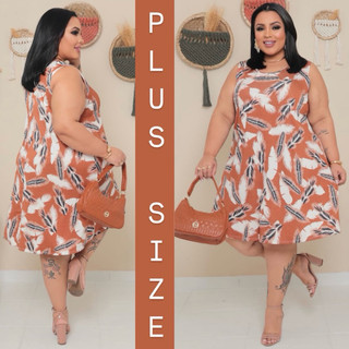 COLEÇÃO NOVA Vestido PLUS SIZE modelo evasê ótimo custo beneficio produto de qualidade veste 46 ao 52 curto regata em Oferta na Shopee